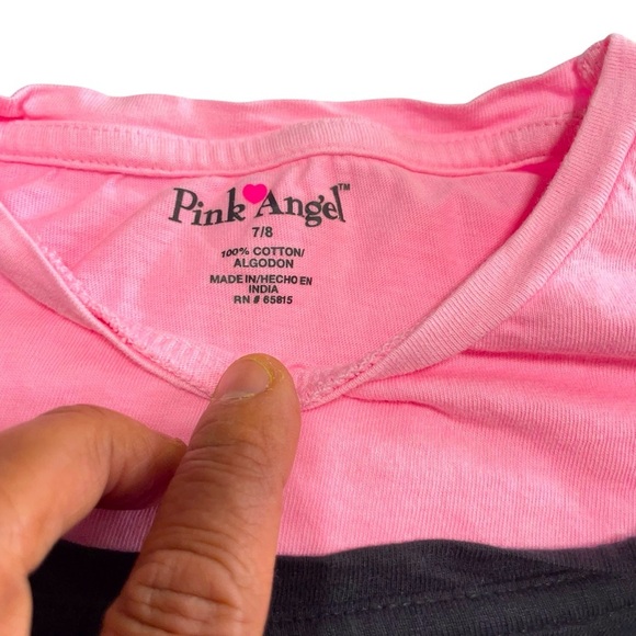 Pink Angel Girls size 7/8 - 5 T-Shirts - Gray, Black, Pink, and Aqua Blue, Peach - Picture 6 of 10